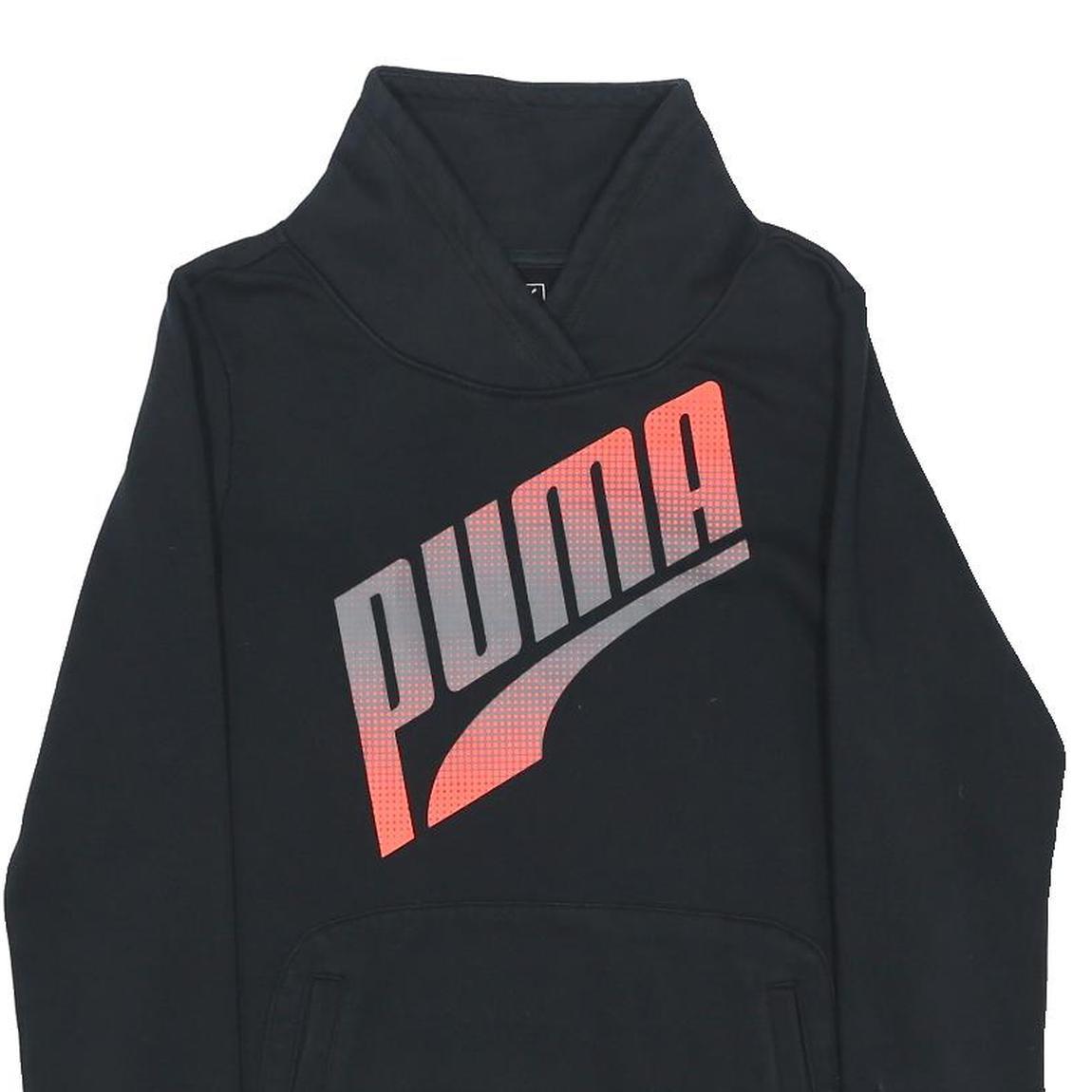 PUMA Womens Black Cotton Blend Pullover High Neck Sweatshirt UK 12 Logo Print