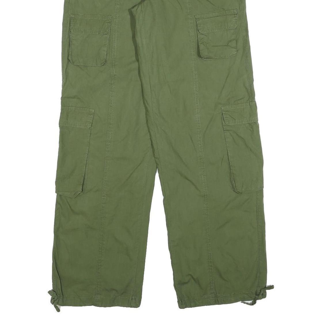 RUE21 Womens Cotton Blend Olive Relaxed Wide-Leg Trousers W30 L32 Casual Cargo