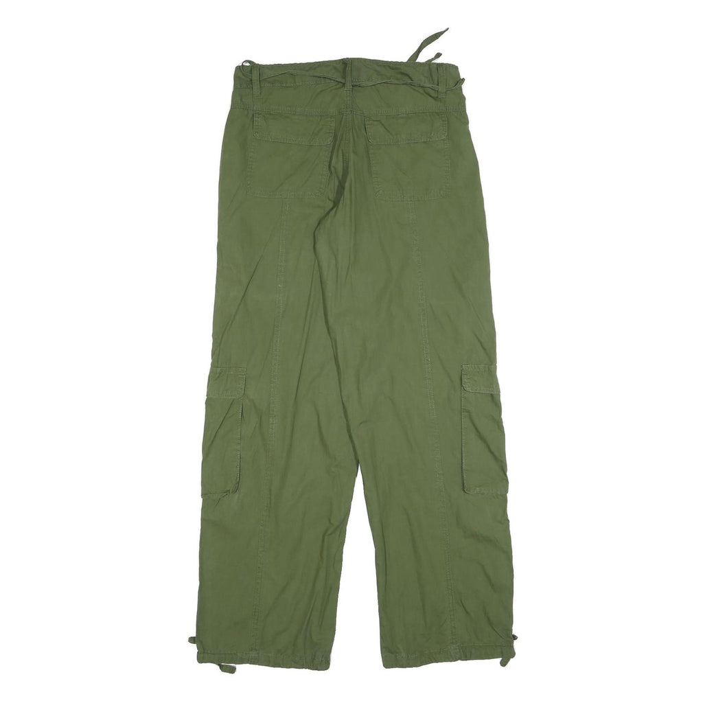 RUE21 Womens Cotton Blend Olive Relaxed Wide-Leg Trousers W30 L32 Casual Cargo