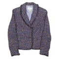 CHADWICKS Womens Blue Plain Button Jacket S Woven Classic Fit Fringed Trim