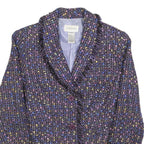 CHADWICKS Womens Blue Plain Button Jacket S Woven Classic Fit Fringed Trim