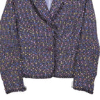 CHADWICKS Womens Blue Plain Button Jacket S Woven Classic Fit Fringed Trim