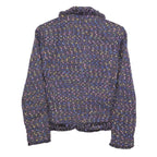 CHADWICKS Womens Blue Plain Button Jacket S Woven Classic Fit Fringed Trim