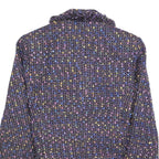 CHADWICKS Womens Blue Plain Button Jacket S Woven Classic Fit Fringed Trim