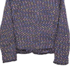 CHADWICKS Womens Blue Plain Button Jacket S Woven Classic Fit Fringed Trim