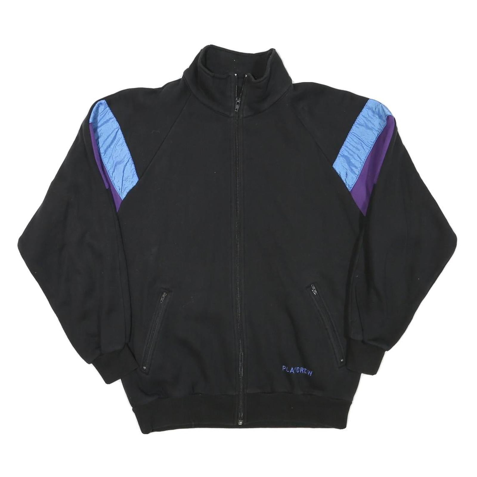 PLAYCREW Mens Black & Purple Jacket M Polyester Blend Colourblock Zip Track
