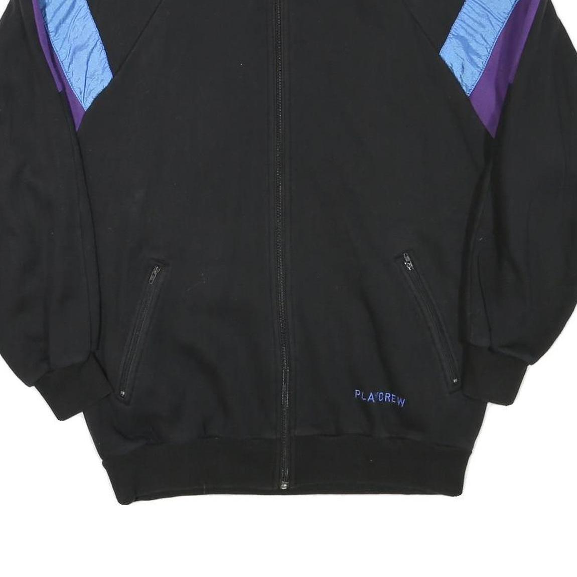 PLAYCREW Mens Black & Purple Jacket M Polyester Blend Colourblock Zip Track