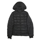 NAUTICA Womens Black Wool Zip Jacket L Quilted Hooded Puffer Lightweight Warm