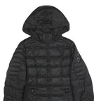 NAUTICA Womens Black Wool Zip Jacket L Quilted Hooded Puffer Lightweight Warm