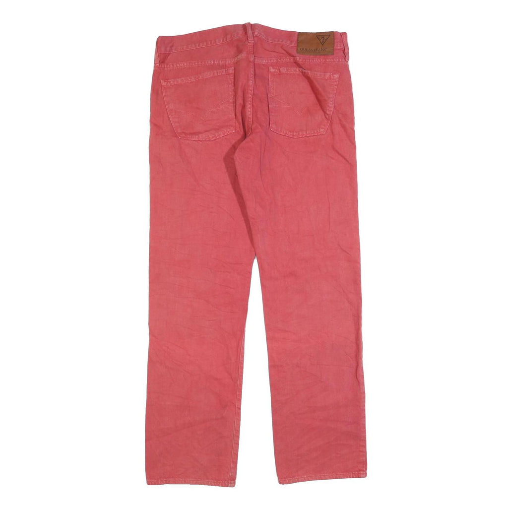 GUESS Womens Regular Fit Red Denim Jeans W36 L32 Classic Zip Cotton Blend
