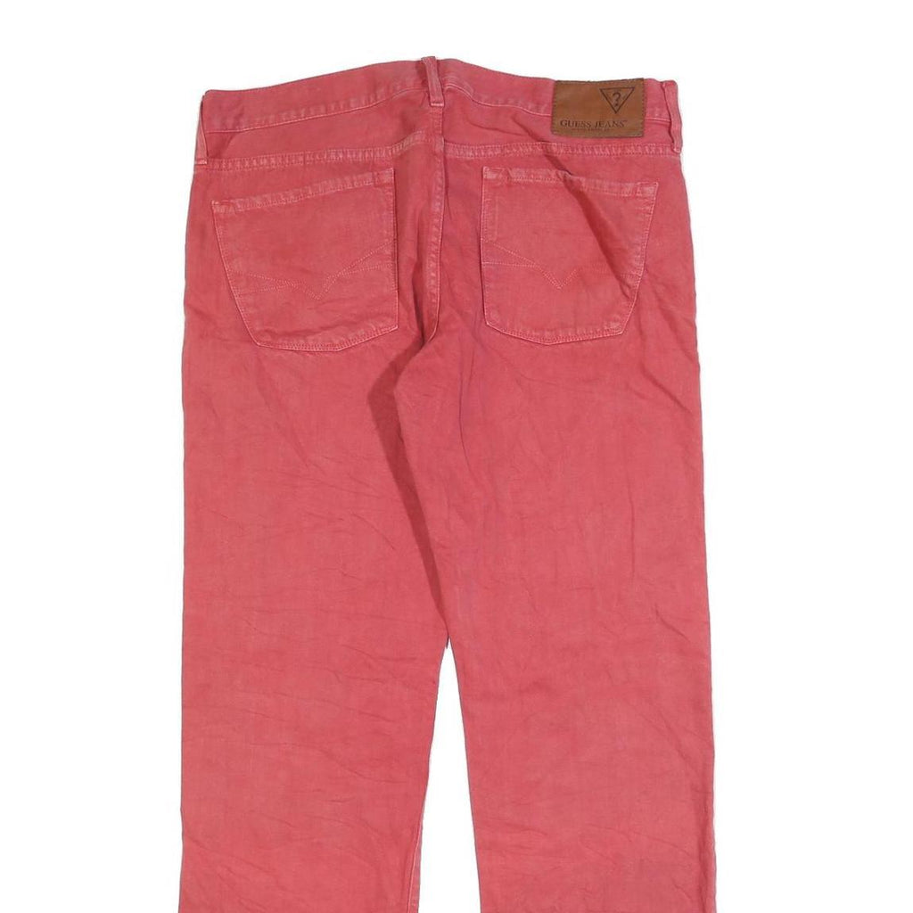 GUESS Womens Regular Fit Red Denim Jeans W36 L32 Classic Zip Cotton Blend
