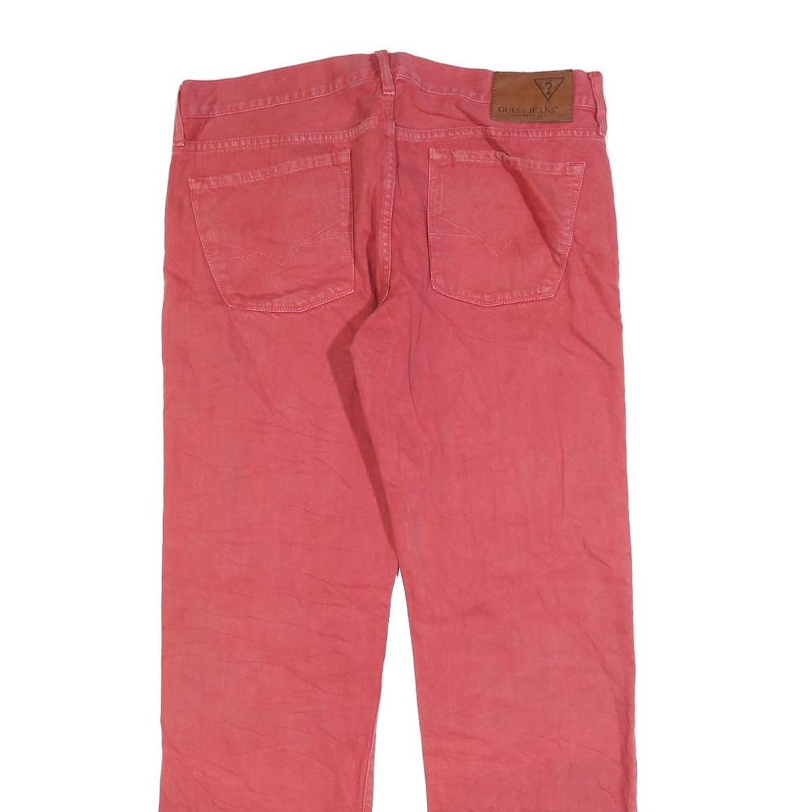 GUESS Womens Regular Fit Red Denim Jeans W36 L32 Classic Zip Cotton Blend