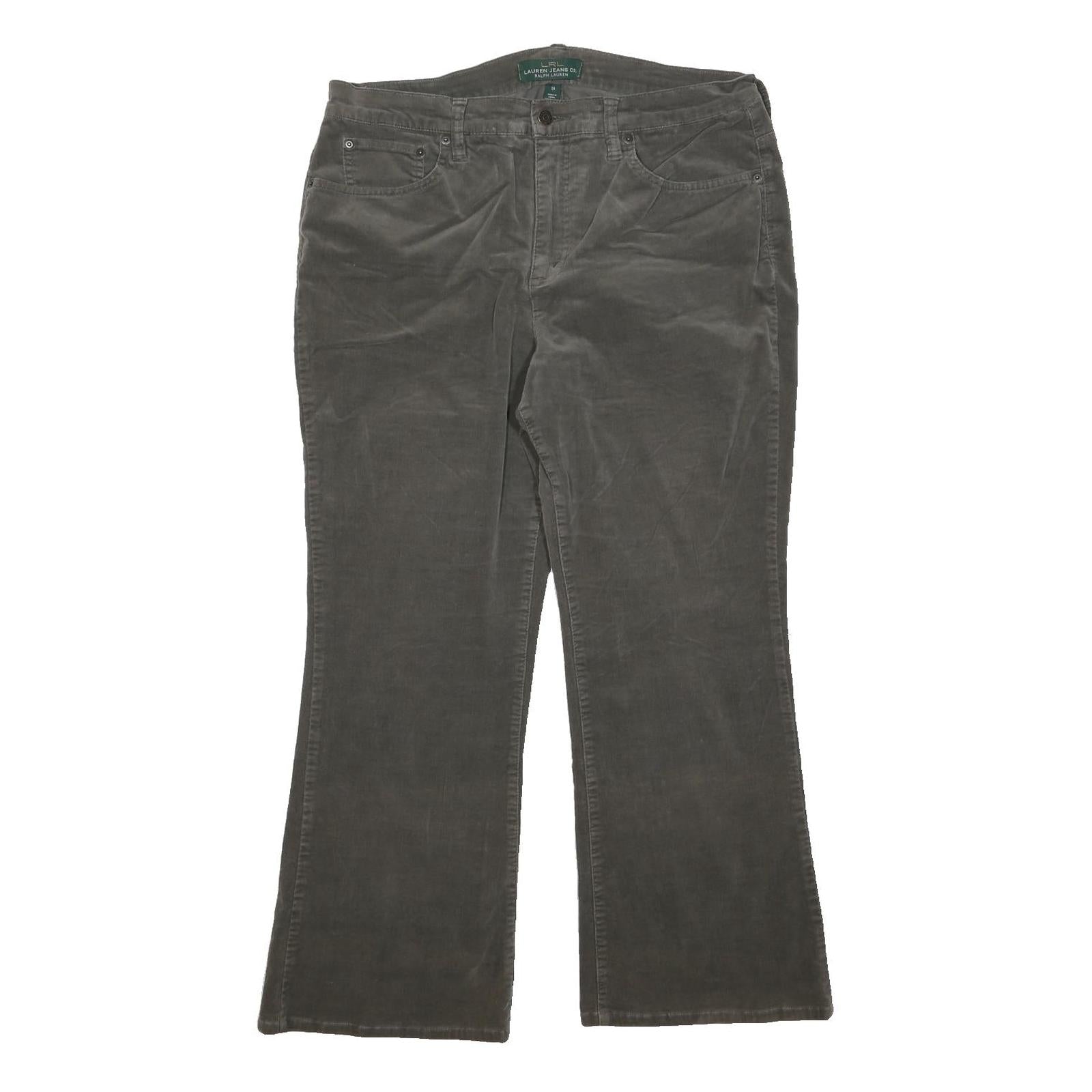 LAUREN RALPH LAUREN Womens Cotton Blend Grey Regular Fit Bootcut Trousers W34