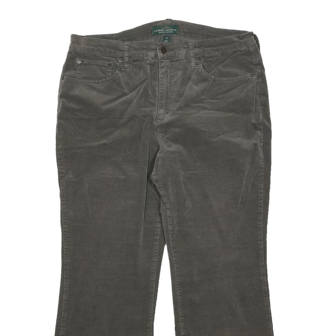 LAUREN RALPH LAUREN Womens Cotton Blend Grey Regular Fit Bootcut Trousers W34