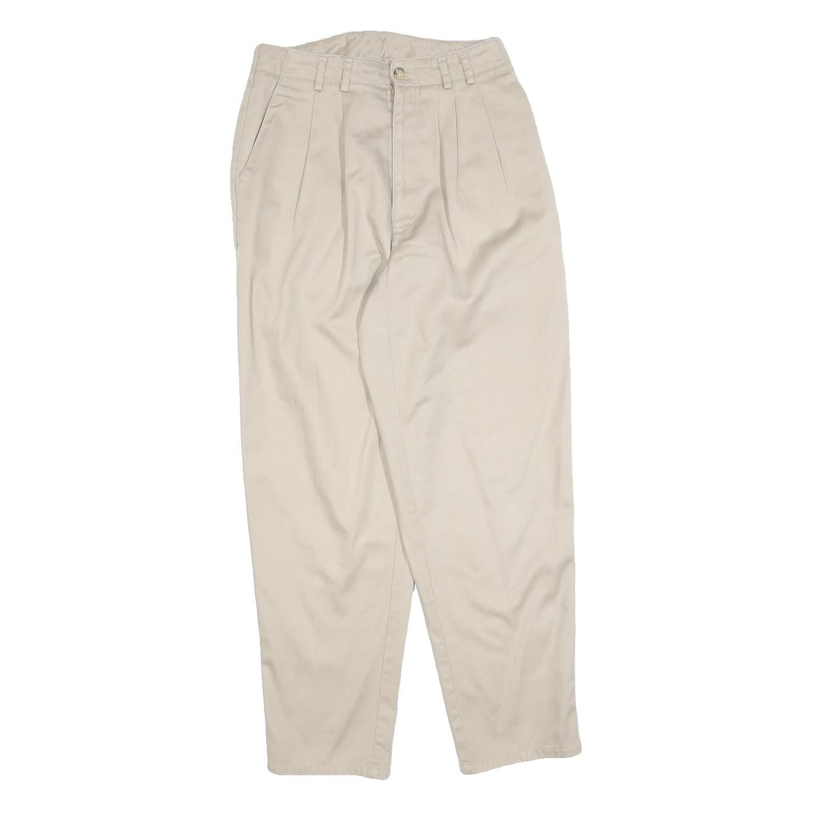 HUNT CLUB Womens Cotton Blend Beige Regular Straight Trousers W26 L28 Classic