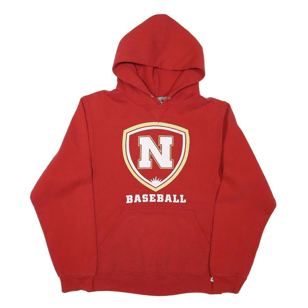 RUSSELL ATHLETIC Mens Red Baseball Pullover Hoodie S Cotton Blend