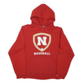 RUSSELL ATHLETIC Mens Red Baseball Pullover Hoodie S Cotton Blend