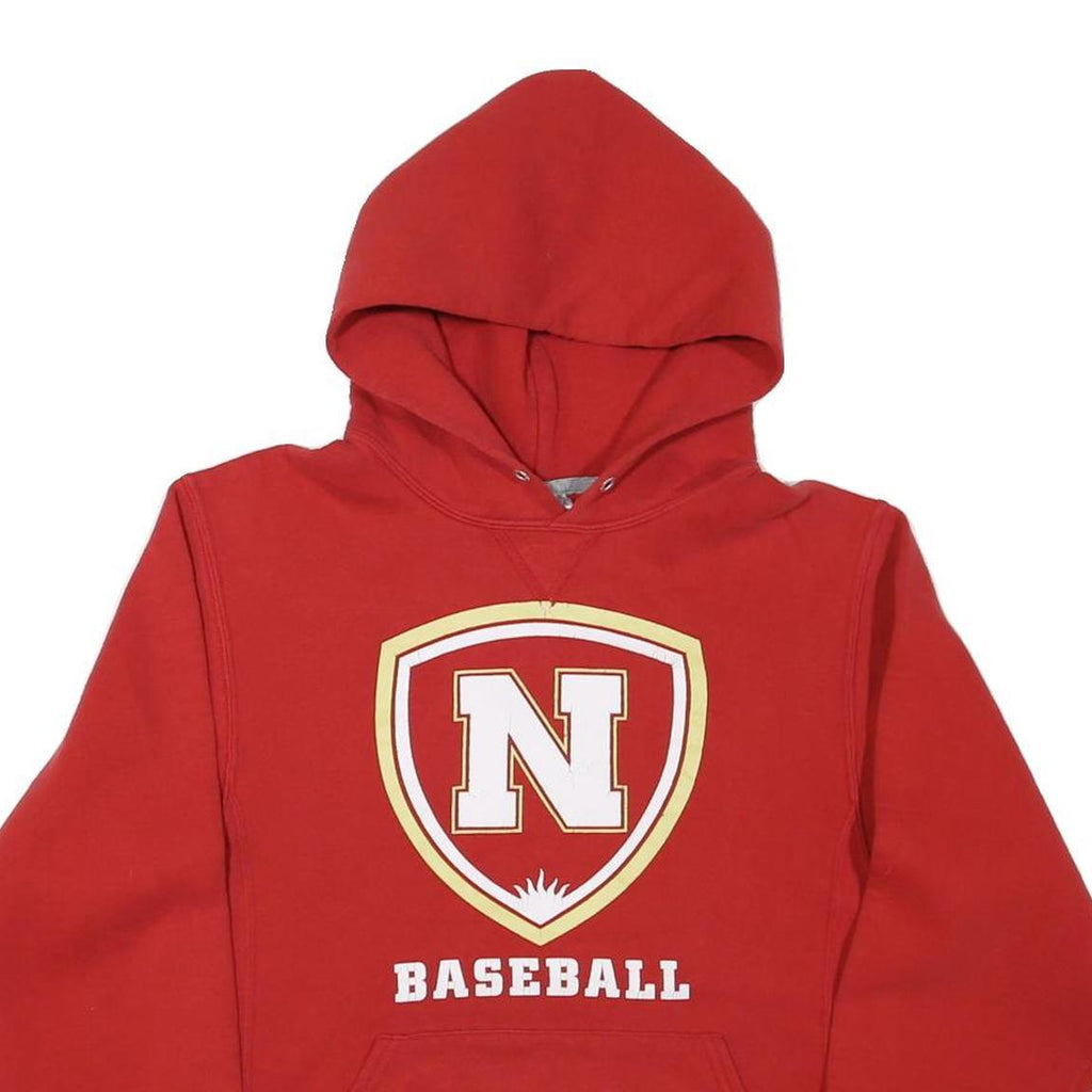 RUSSELL ATHLETIC Mens Red Baseball Pullover Hoodie S Cotton Blend