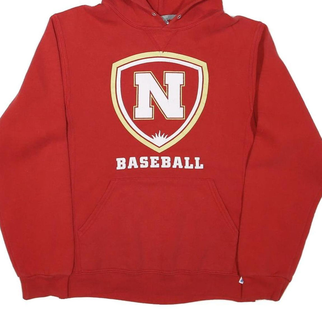 RUSSELL ATHLETIC Mens Red Baseball Pullover Hoodie S Cotton Blend