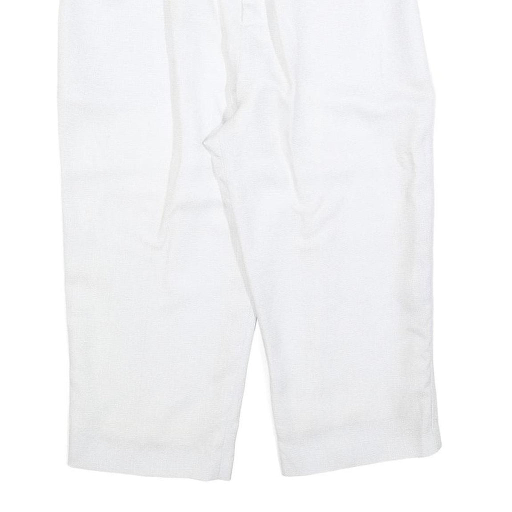Womens Relaxed White Cropped Trousers W30 L20 Zip Closure Casual Summer Wear