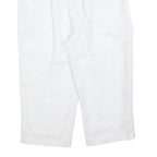 Womens Relaxed White Cropped Trousers W30 L20 Zip Closure Casual Summer Wear