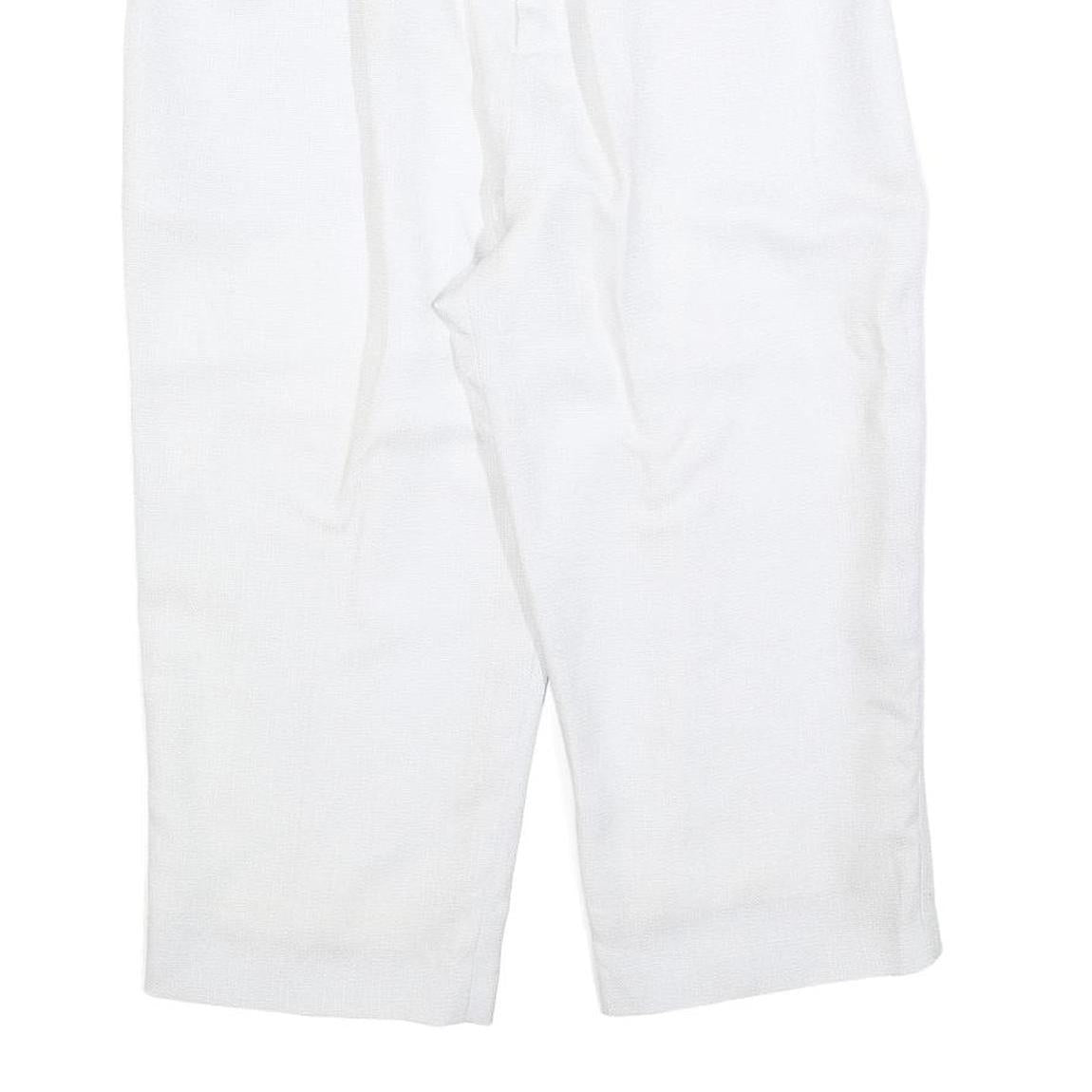 Womens Relaxed White Cropped Trousers W30 L20 Zip Closure Casual Summer Wear