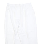 Womens Relaxed White Cropped Trousers W30 L20 Zip Closure Casual Summer Wear