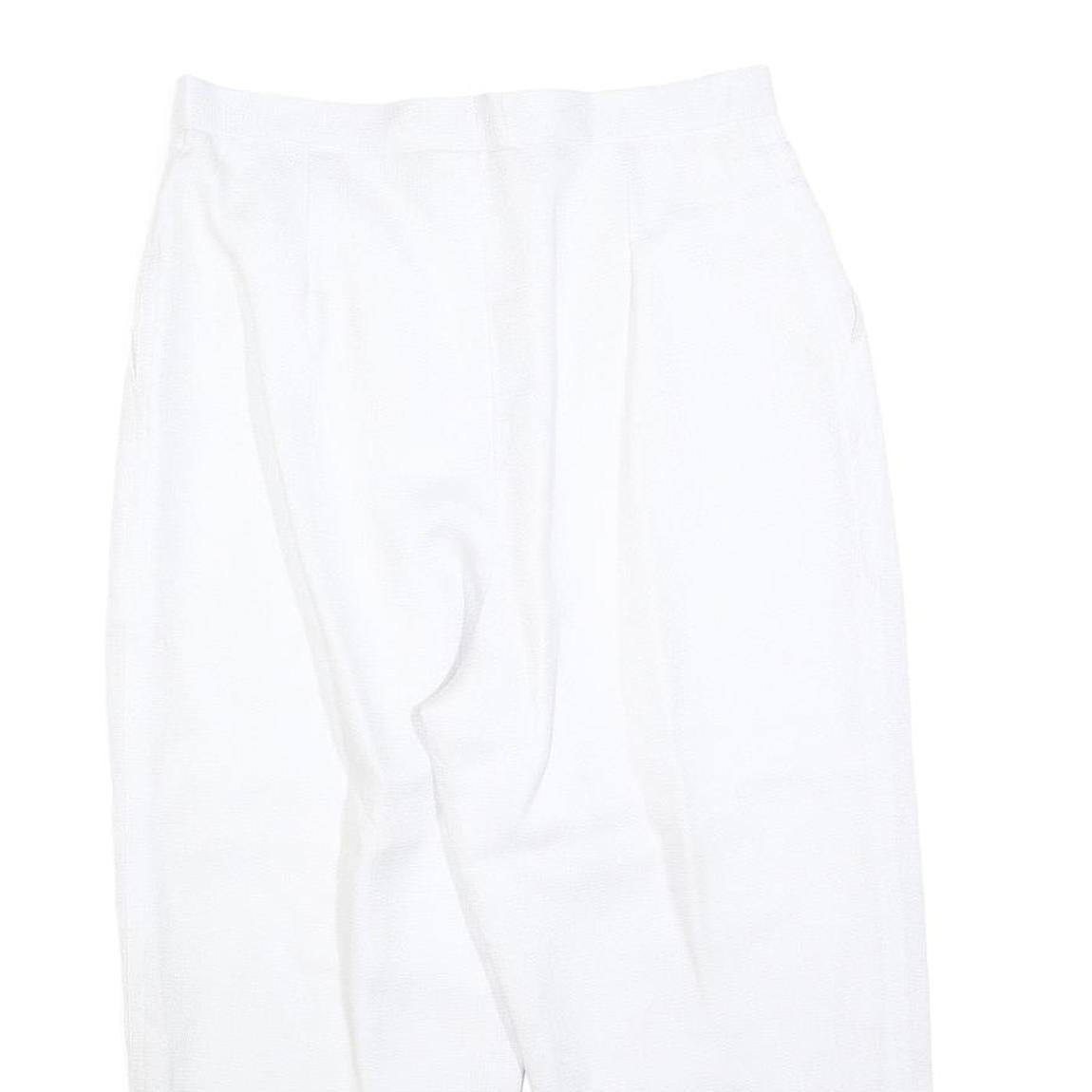 Womens Relaxed White Cropped Trousers W30 L20 Zip Closure Casual Summer Wear