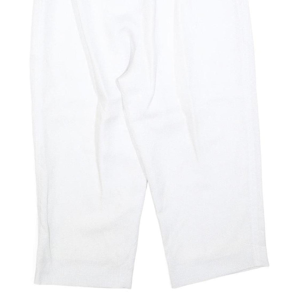 Womens Relaxed White Cropped Trousers W30 L20 Zip Closure Casual Summer Wear