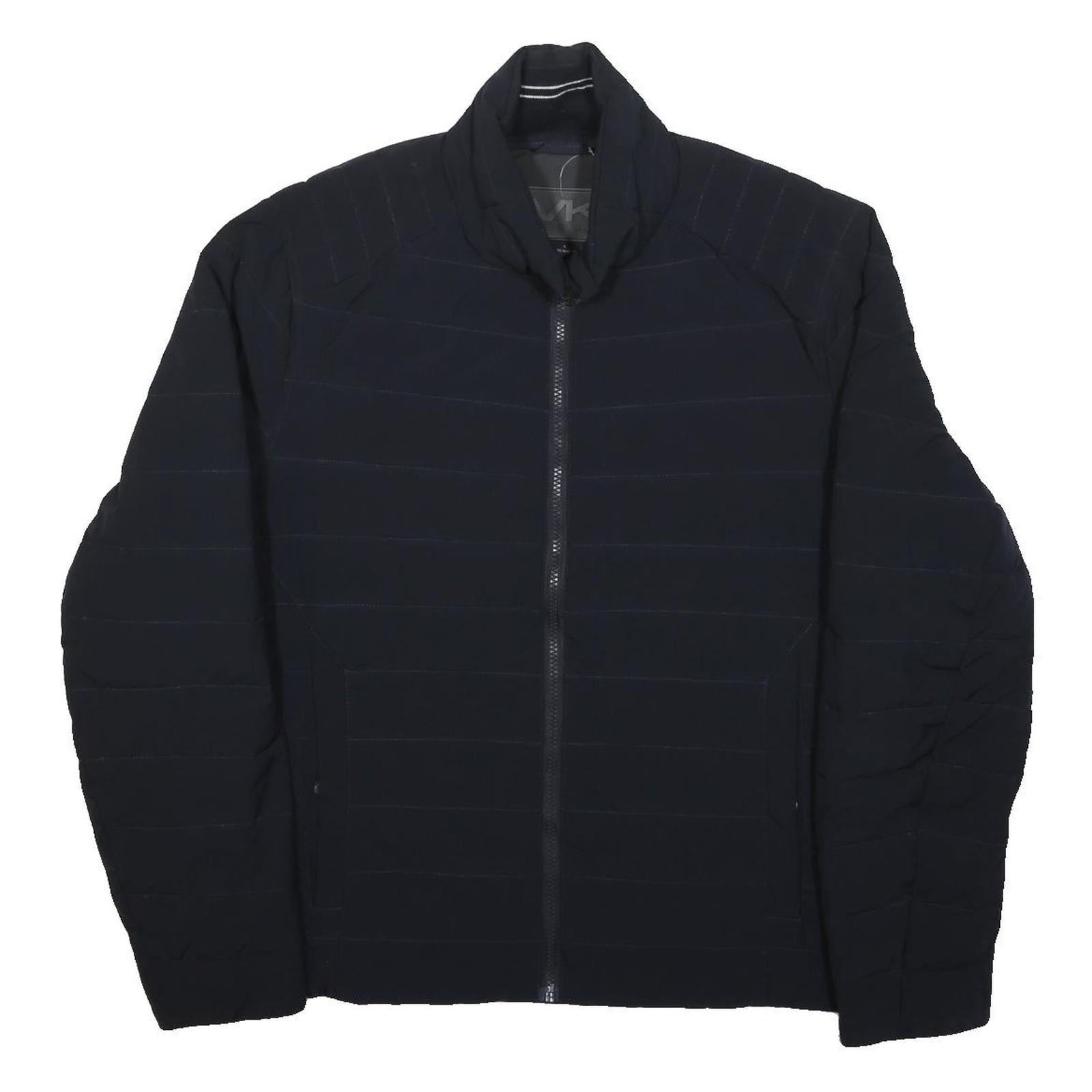 MICHAEL KORS Mens Navy Blue Jacket S Polyester Zip Plain Stylish Casual