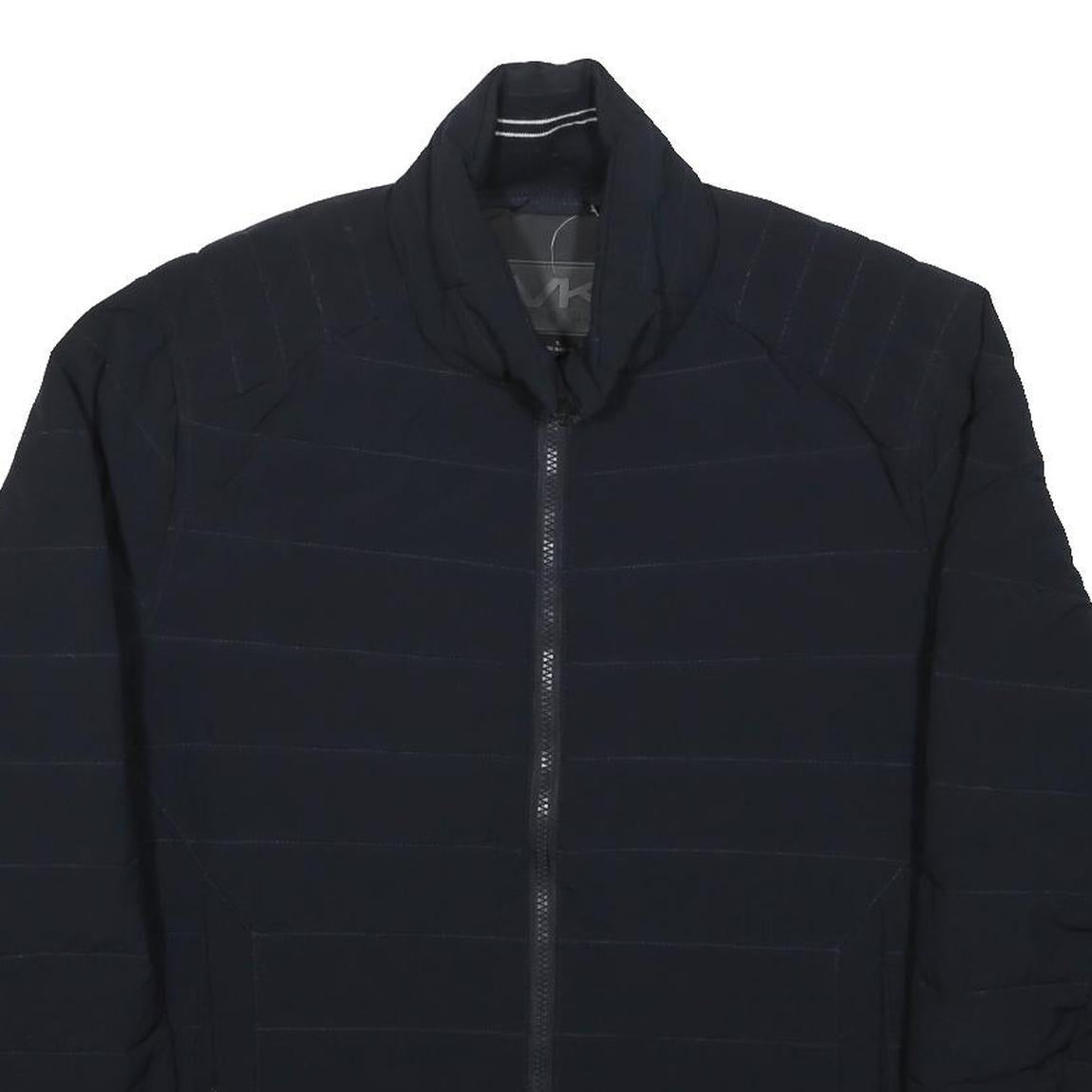 MICHAEL KORS Mens Navy Blue Jacket S Polyester Zip Plain Stylish Casual
