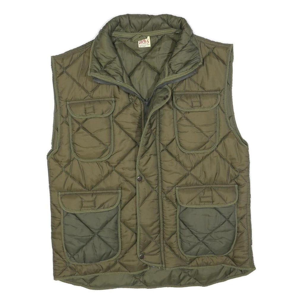 DICK'S Mens Green Quilted Sleeveless Zip Jacket XL Polyester Padded Outdoor