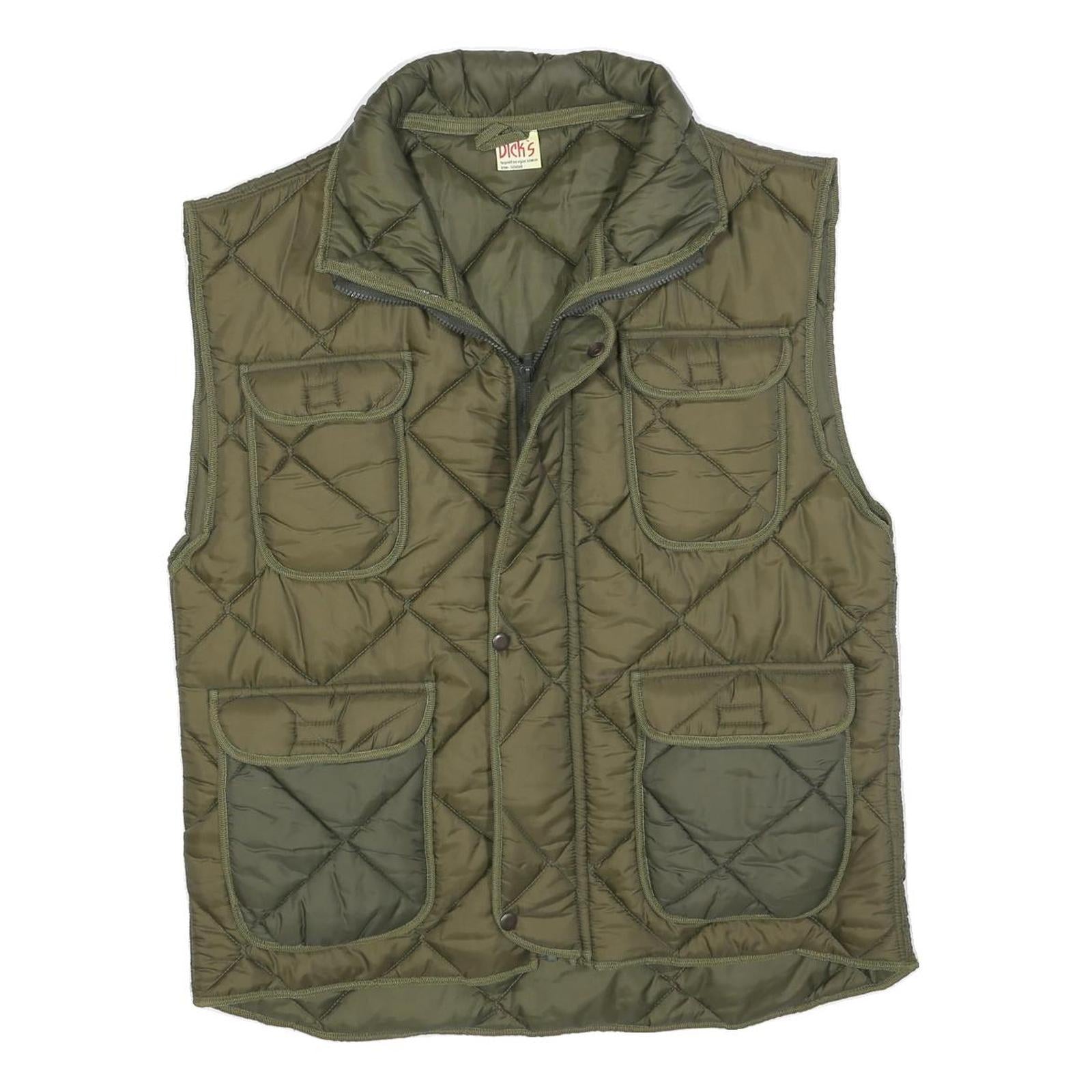 DICK'S Mens Green Quilted Sleeveless Zip Jacket XL Polyester Padded Outdoor
