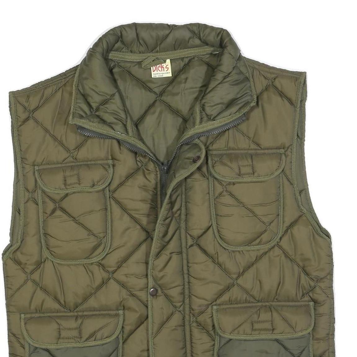 DICK'S Mens Green Quilted Sleeveless Zip Jacket XL Polyester Padded Outdoor