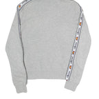 ELLESSE Womens Grey Full Zip Hoodie UK 8 Logo Tape Stripe Casual Cotton Blend