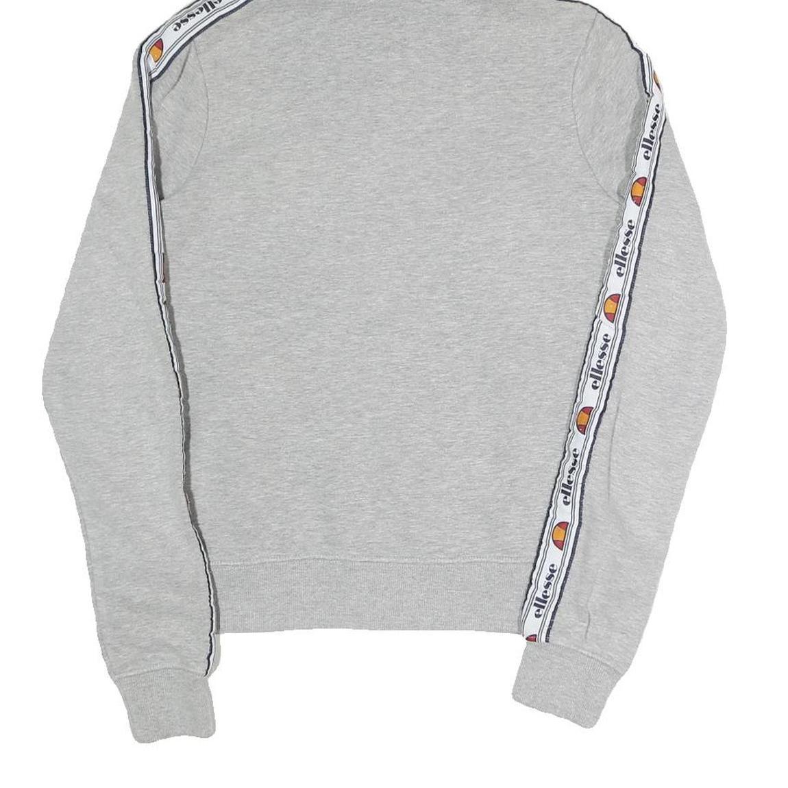 ELLESSE Womens Grey Full Zip Hoodie UK 8 Logo Tape Stripe Casual Cotton Blend