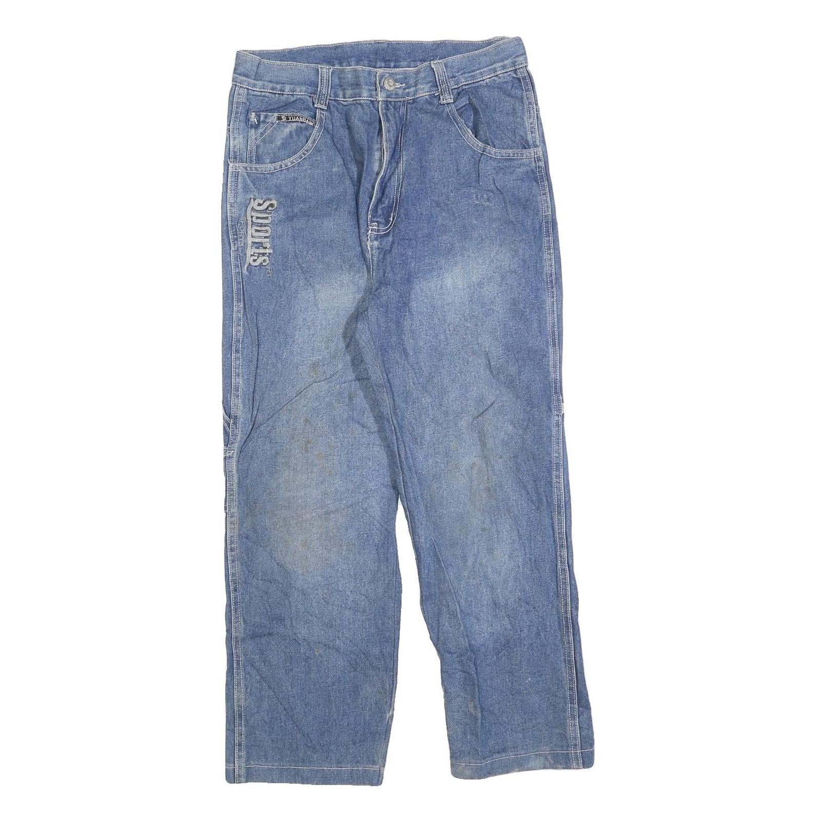 YAUNBANG Womens Blue Regular Straight Denim Light Wash Jeans W28 L24 Casual