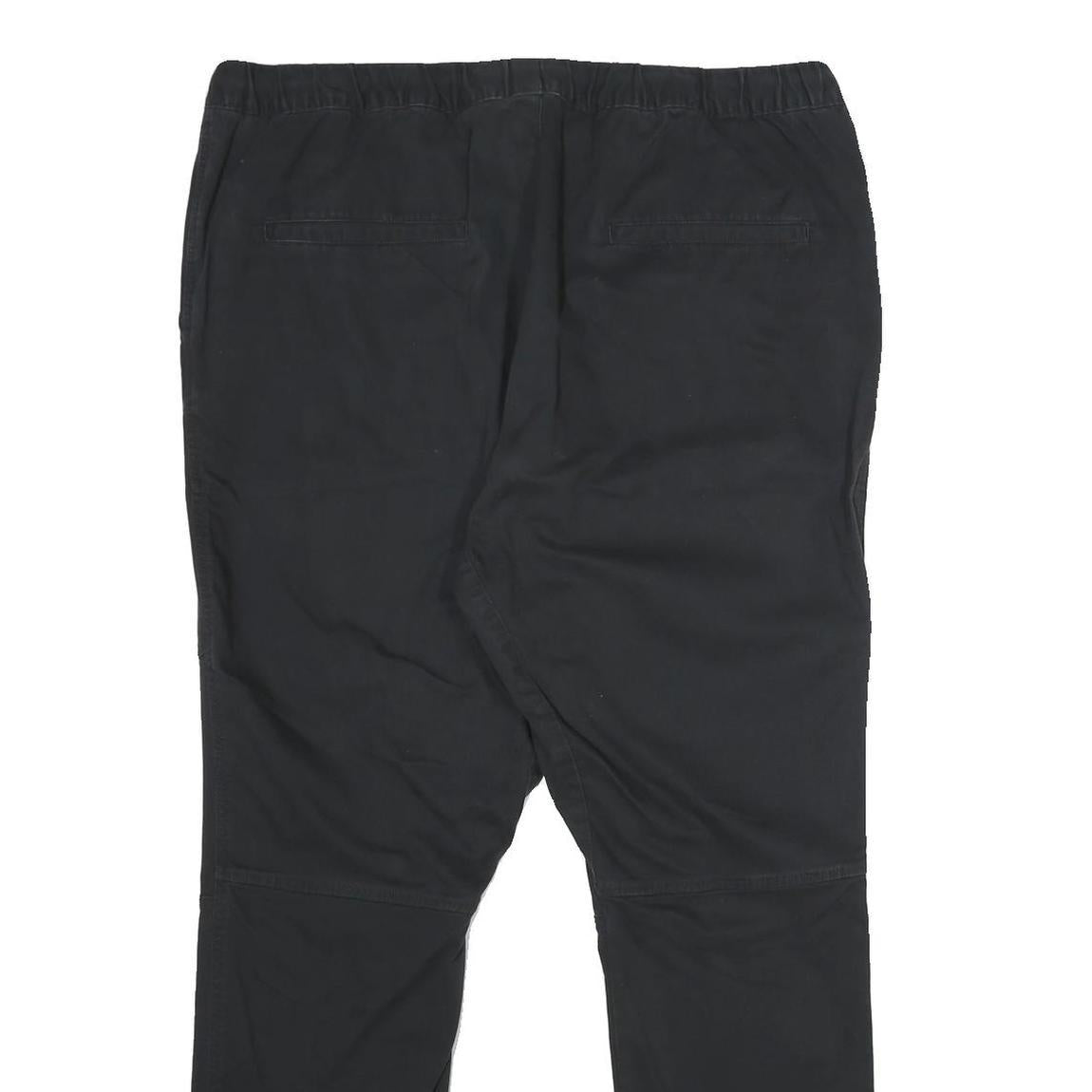 Mens Black Cotton Blend Regular Fit Drawstring Jogger Trousers W36 L30 Casual