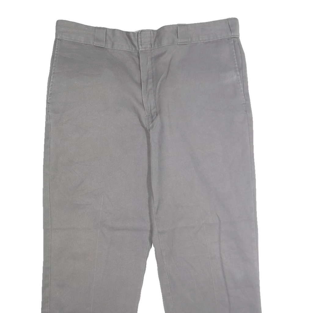 DICKIES Mens Classic Grey Polyester Blend Zip Trousers W38 L30 Workwear