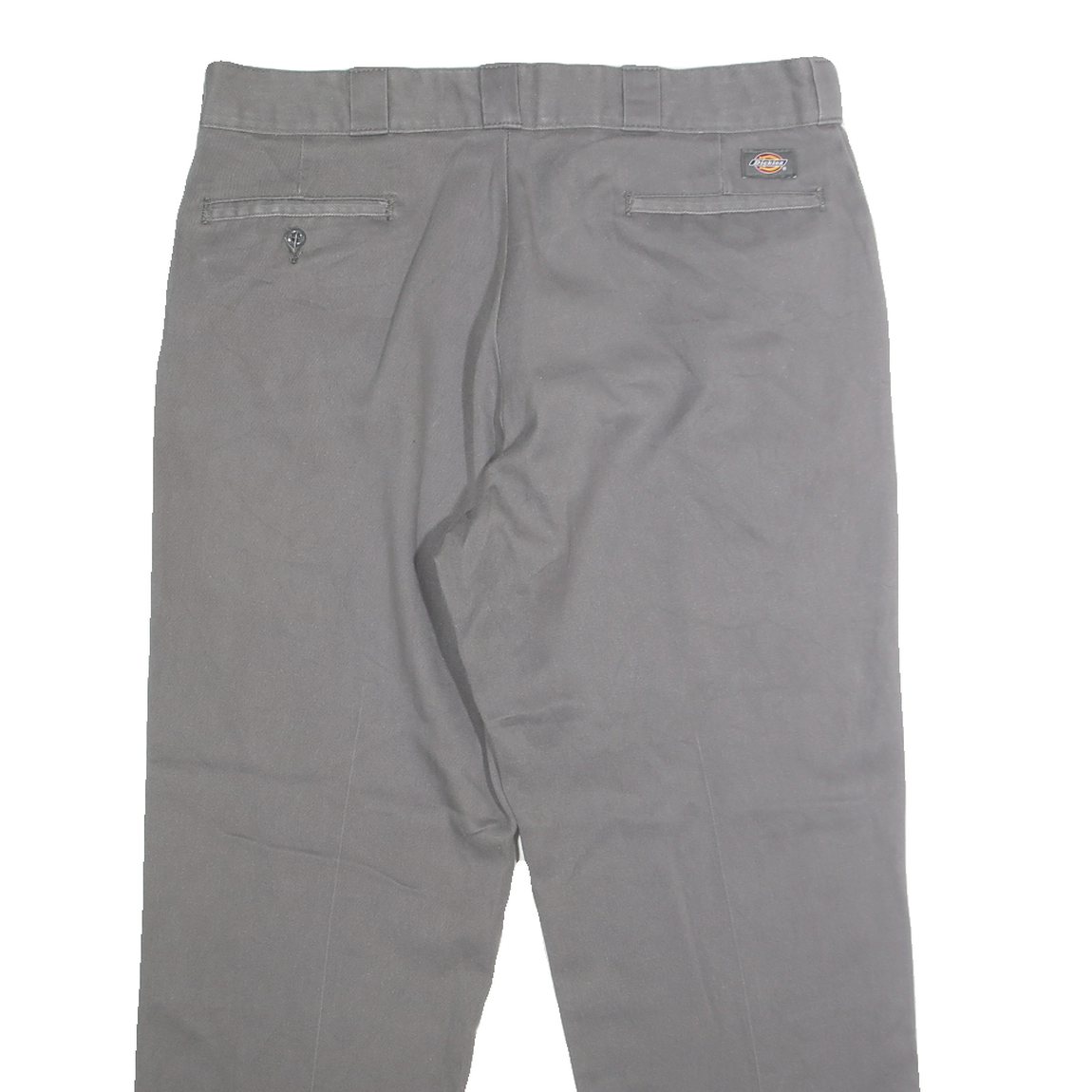 DICKIES Mens Classic Grey Polyester Blend Zip Trousers W38 L30 Workwear