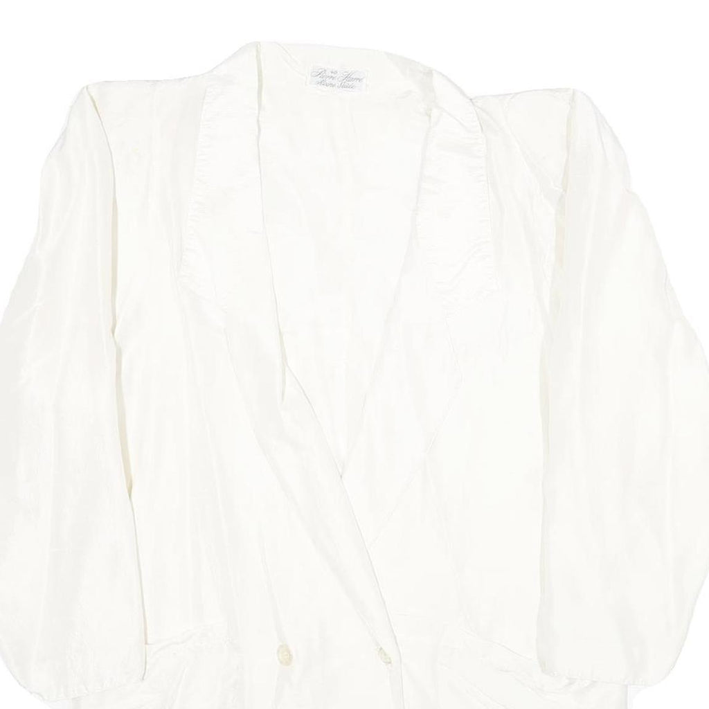 PIERRE HARRE Womens White Silk Button Jacket UK 12 Regular Fit Long Sleeve Plain