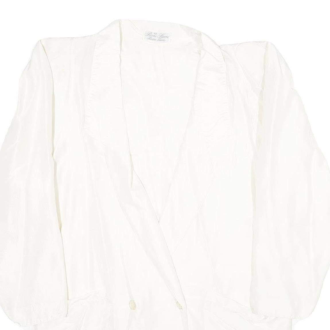 PIERRE HARRE Womens White Silk Button Jacket UK 12 Regular Fit Long Sleeve Plain