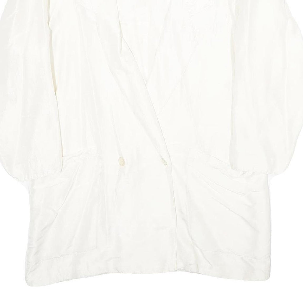 PIERRE HARRE Womens White Silk Button Jacket UK 12 Regular Fit Long Sleeve Plain
