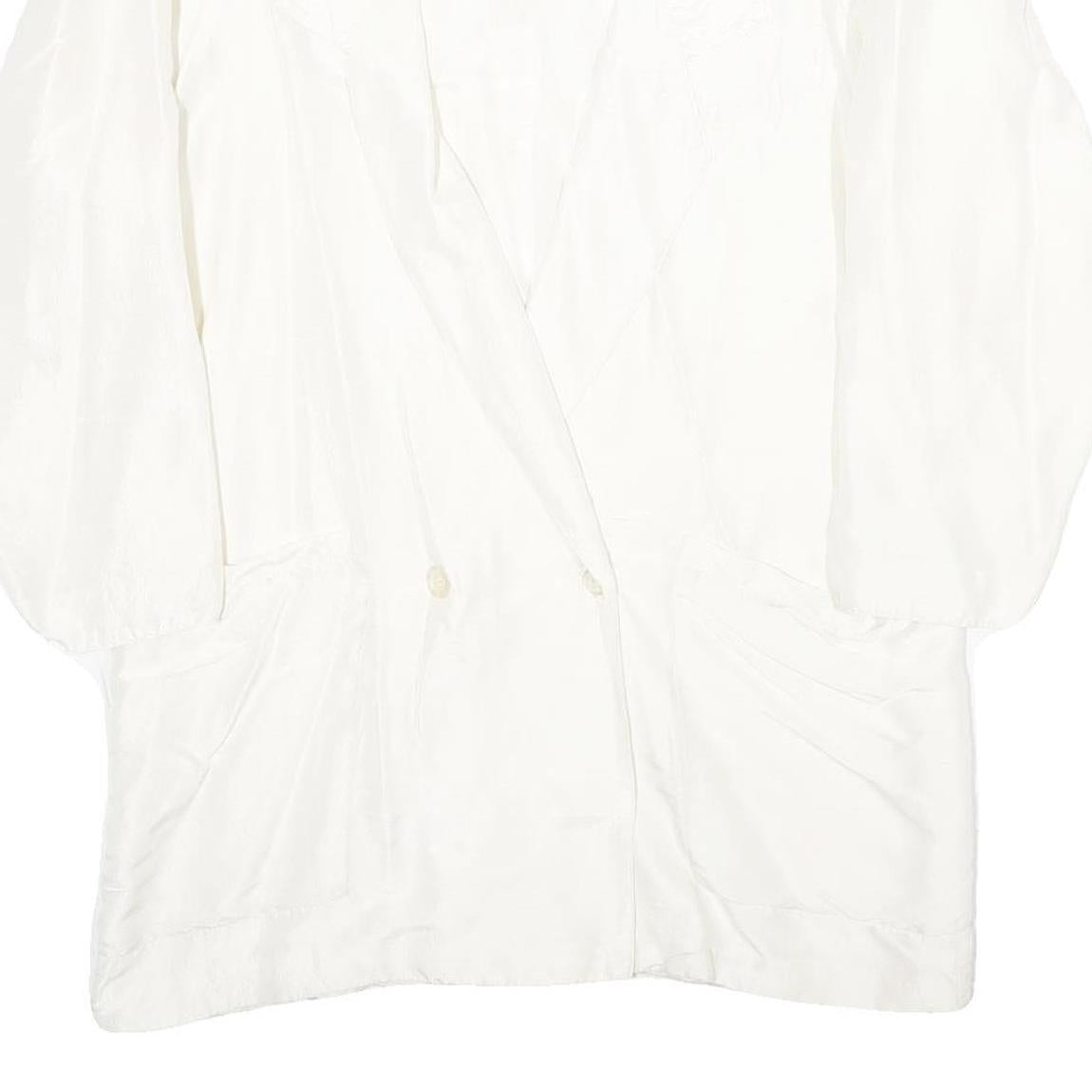 PIERRE HARRE Womens White Silk Button Jacket UK 12 Regular Fit Long Sleeve Plain