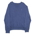 POLO RALPH LAUREN Mens Blue Plain Cotton V-Neck Basic Knit 2XL Jumper