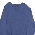 POLO RALPH LAUREN Mens Blue Plain Cotton V-Neck Basic Knit 2XL Jumper