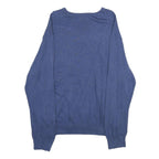 POLO RALPH LAUREN Mens Blue Plain Cotton V-Neck Basic Knit 2XL Jumper