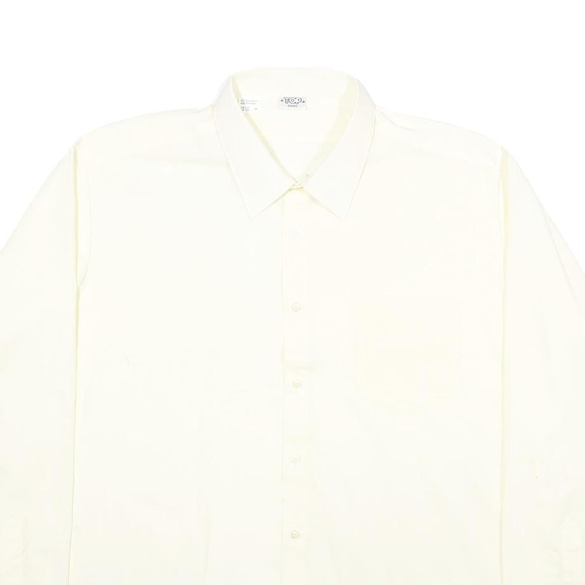 TOP SPORT Mens White 2XL Long Sleeve Cotton Blend Shirt Classic Fit Formal