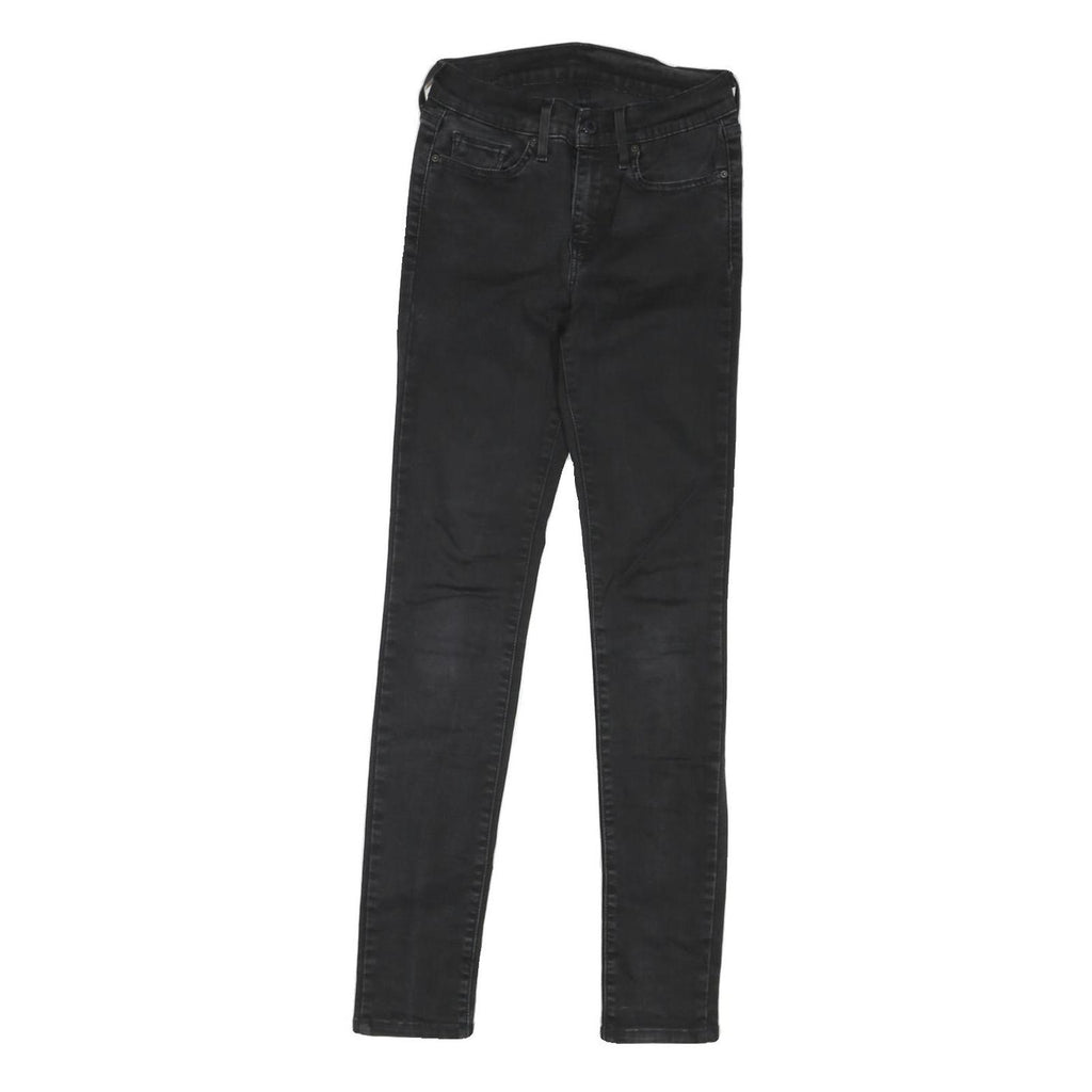 LEVI'S Womens Black Denim Regular Skinny Jeans W26 L29 Classic Fit Zip Closure