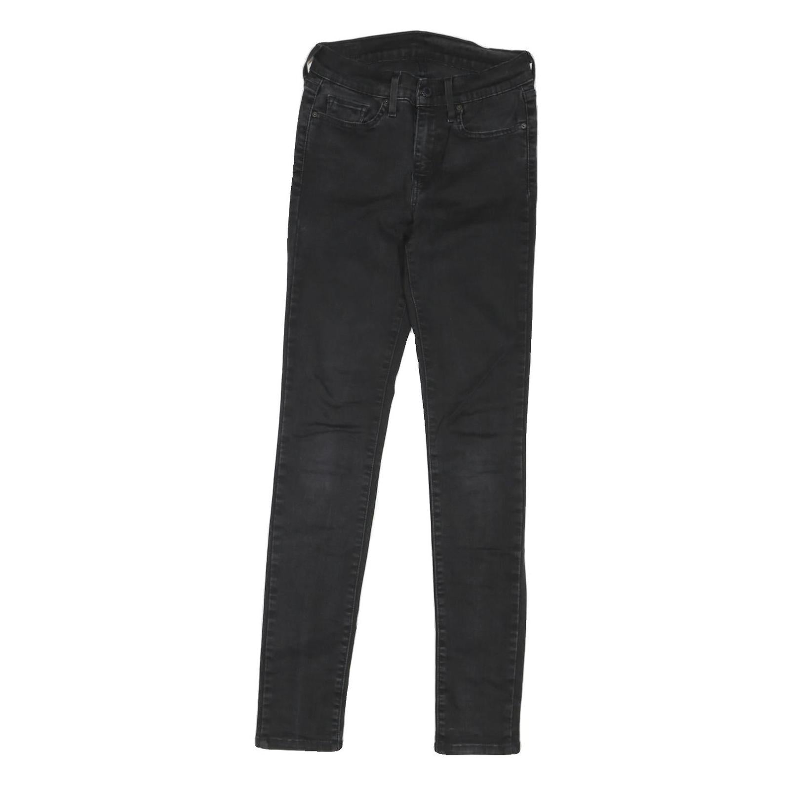 LEVI'S Womens Black Denim Regular Skinny Jeans W26 L29 Classic Fit Zip Closure